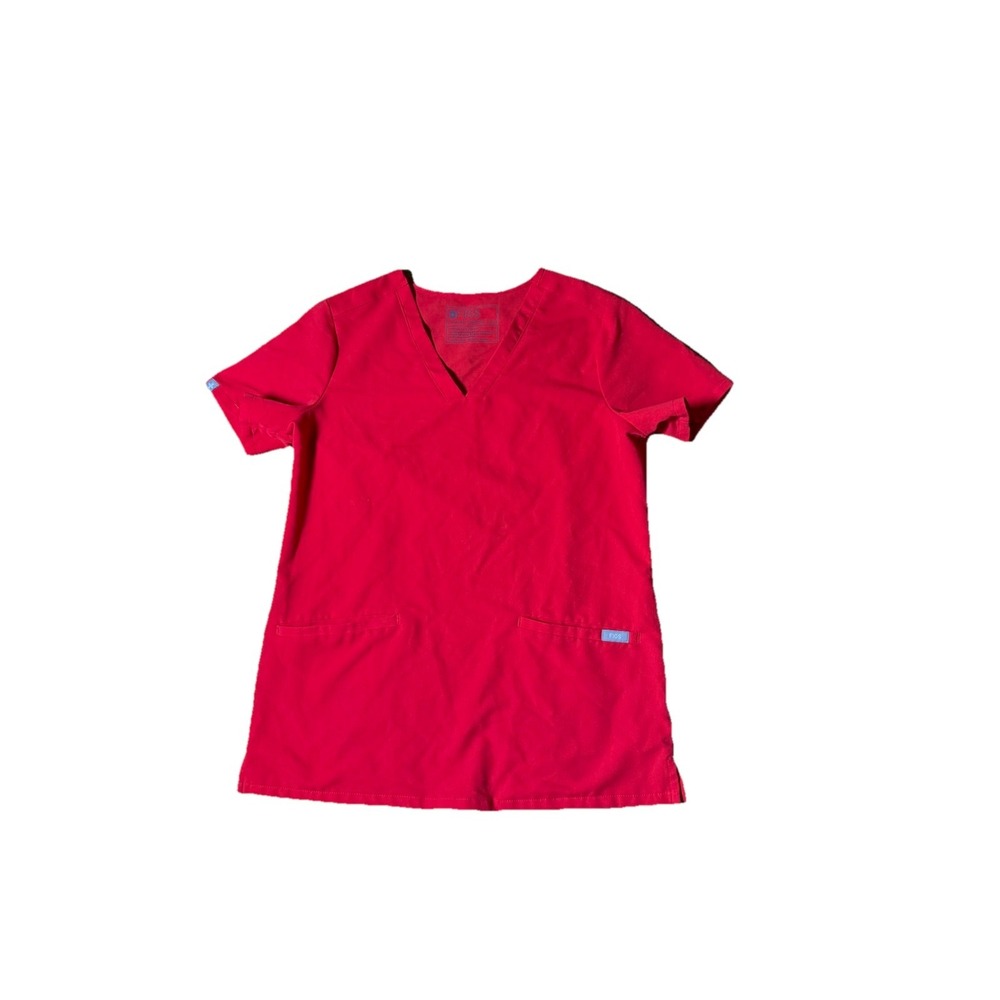 Figs Technical Collection Scrub Top‎ Womens XSmall Red Pockets